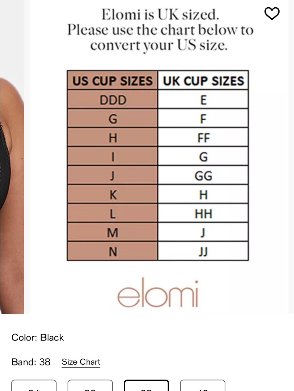 Elomi Black Charley Lace Underwire Bra New With Tags 38G - Picture 2 of 7
